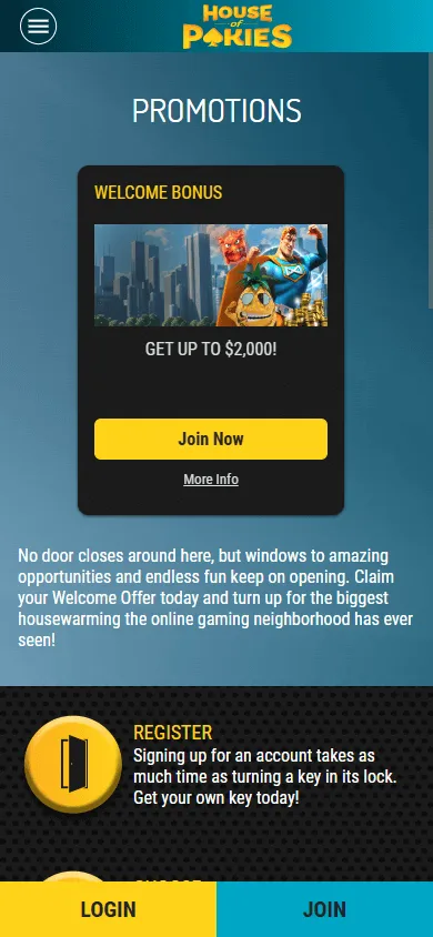 House Of Pokies Casino promotions on a mobile browser