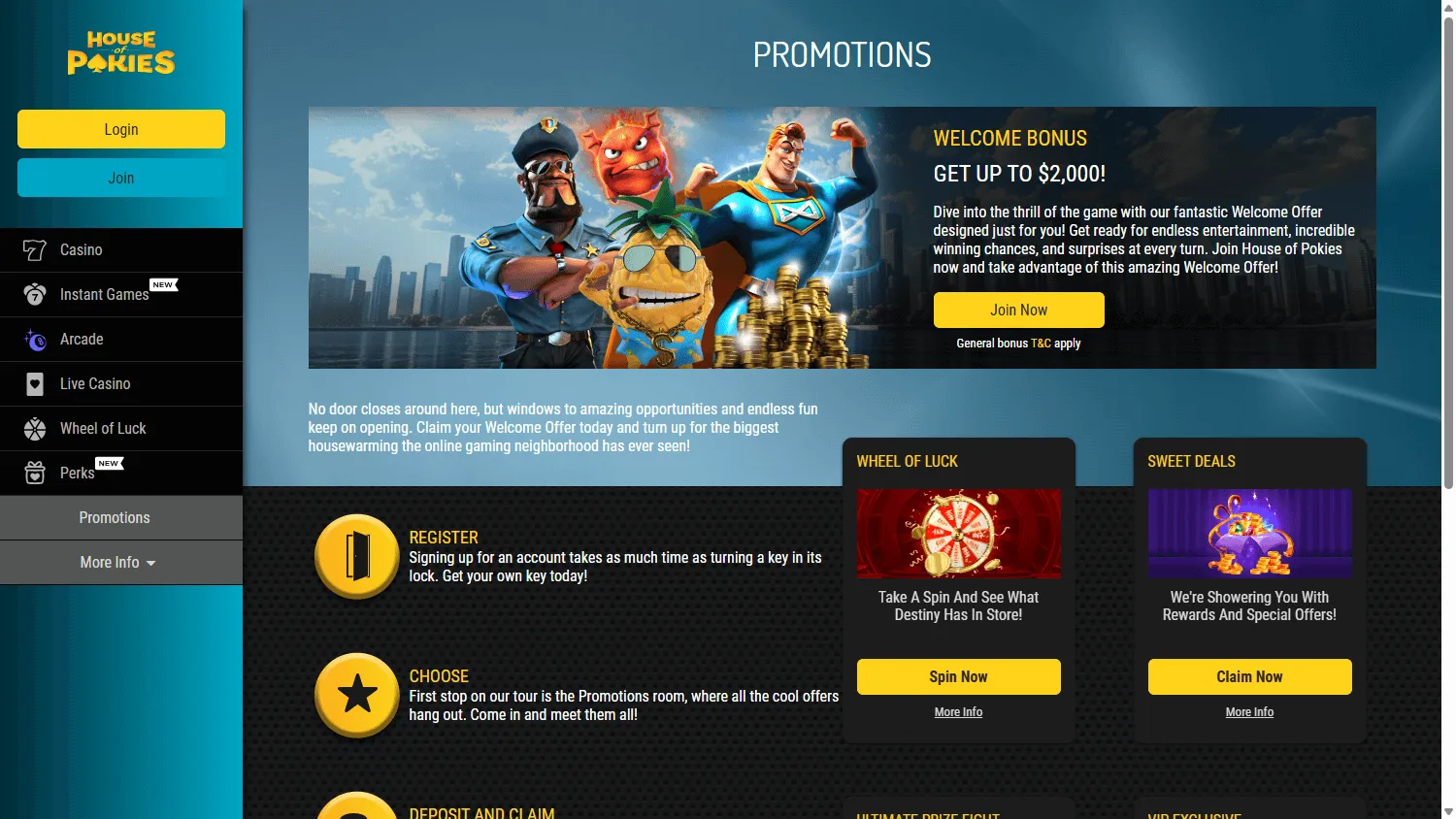 House Of Pokies Casino promotions on desktop